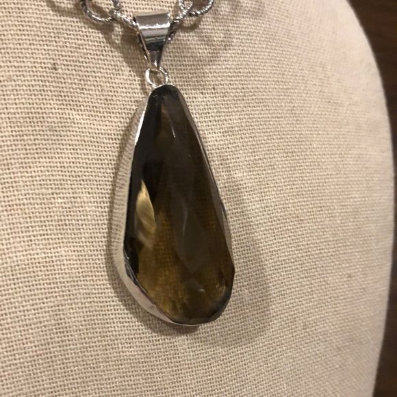 Smokey Quartz Diamond Cut Open Link Sterling Silver Chain - Picture 7 of 10